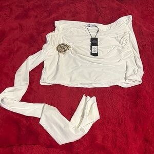 White Mini Skirt with Embellishment